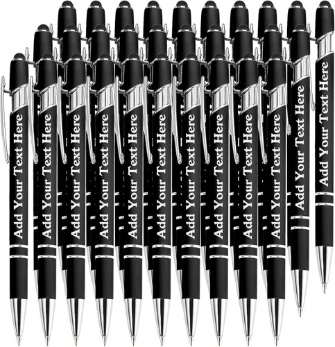 Miniatura 69 de Bolígrafos personalizados a granel grabados personalizados con punta de lápiz capacitivo, bolígrafos personalizados de tinta negra, regalos