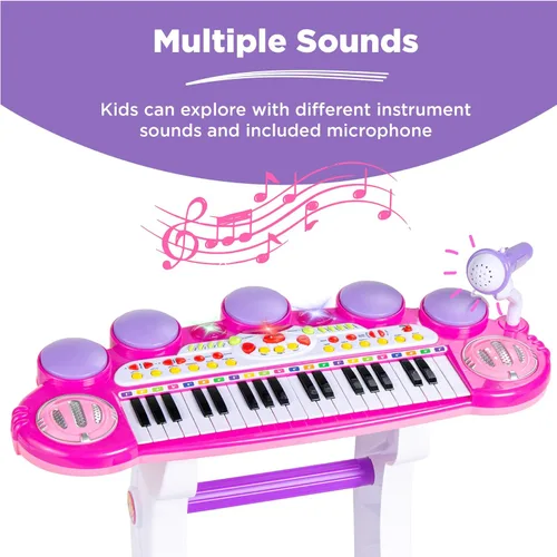 Miniatura 5 de Mejor elección productos para niños, teclado electrónico musical, 37 teclas y micrófono, Rosado