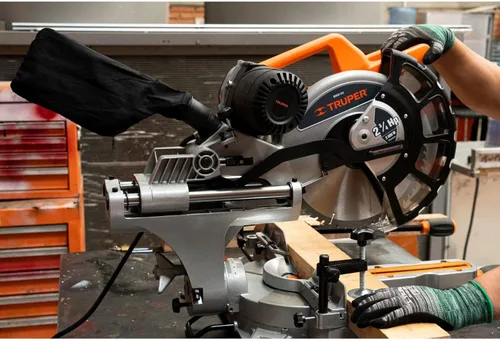 Miniatura 7 de TRUPER SINCO-12X Sierra ingletadora compuesta de doble bisel de 12 pulgadas con línea láser, 2 3/4 HP (hoja de sierra de madera incluida)