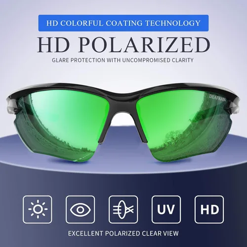 Miniatura 3 de DEAFRAIN Gafas de sol deportivas polarizadas para hombres y mujeres, ciclismo, correr, pesca, TR90, marco irrompible, protección UV Marco negro