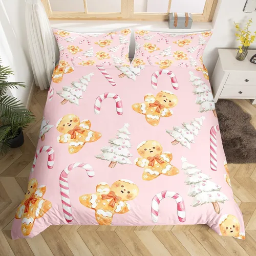 Miniatura 10 de Funda de edredón de Papá Noel, juego de ropa de cama para niños, funda de edredón de flores rosas para decoración de habitación de niños y niñas