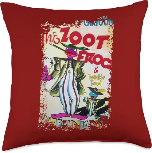 Miniatura 5 de Funny Cute Frog 1950's 1960's Vintage Nostalgia Poison Dart Frogs Cartoon Retro Zoot 40's, 50's Pachuco Suit Throw Pillow, 16 x 16 pulgadas