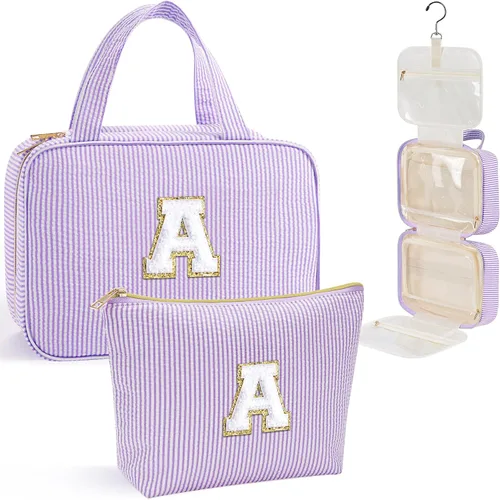 Miniatura 14 de YOOLIFE Regalos de cumpleaños para mujeres adolescentes, neceser colgante con inicial para mujeres, adolescentes y niñas, bolsa de aseo de viaje