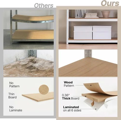 Miniatura 13 de HOMEDANT House Unidad de Estantería de Metal Laminado de 5 Niveles Estante de Almacenamiento Ajustable Rack Utilitario Estantes de Servicio Pesado