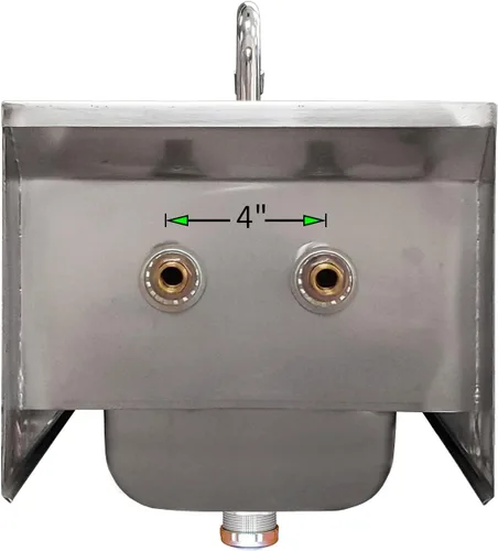 Miniatura 4 de AmGood Fregadero de mano de acero inoxidable para montaje en pared con grifo Lavabo comercial de lavado de manos para restaurante, cocina NSF