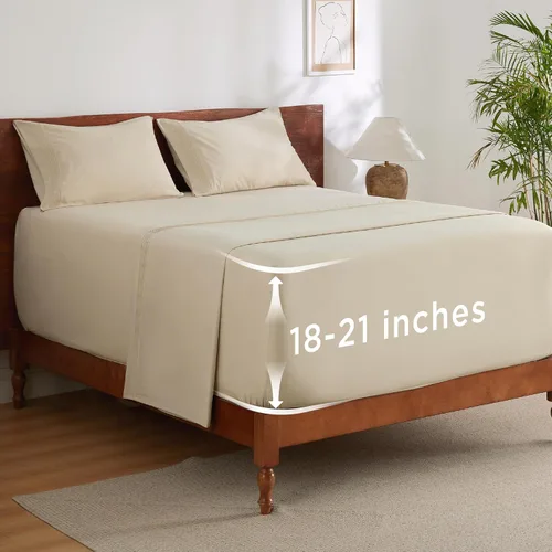 Miniatura 15 de Bedsure Juego de Sábanas King de Bolsillo Profundo - Se Adapta a Colchones de Hasta 21 Pulgadas de Grosor - 4 Piezas Sábanas de Cama GentleSoft