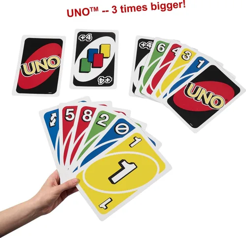 Miniatura 3 de Mattel Games Juego de cartas UNO gigante para niños, adultos y familias, accesible para daltónicos y con baraja grande personalizable