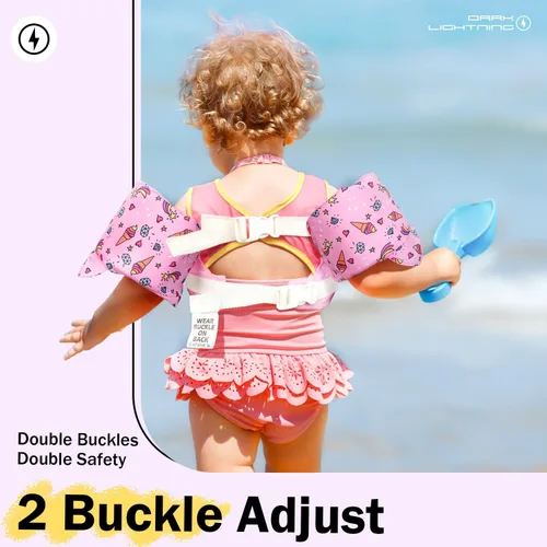 Miniatura 4 de Dark Lightning Chaleco de natación para niños de 2, 3, 4, 5, 6 y 7 años, flotadores para niños pequeños con alas de brazo de 30 a 50 libras, chaleco
