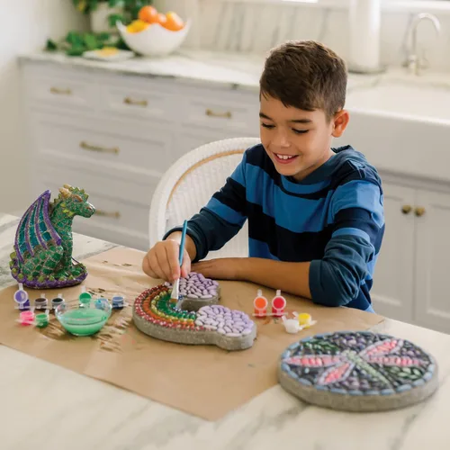 Miniatura 6 de MindWare Pinta tu propia piedra escalonada: libélula - Pinta tus propias piedras de paso para niños. El kit de manualidades incluye pintura