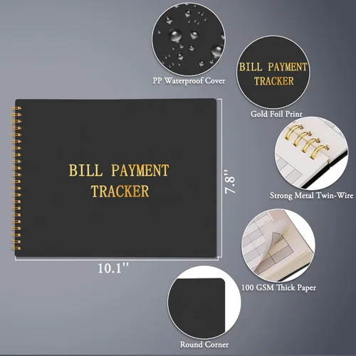 Miniatura 3 de HAUTOCO Cuaderno Rastreador de Facturas Organizador Mensual de Pagos de Facturas para Presupuesto Personal y Finanzas del Hogar con 2 Bolsillos
