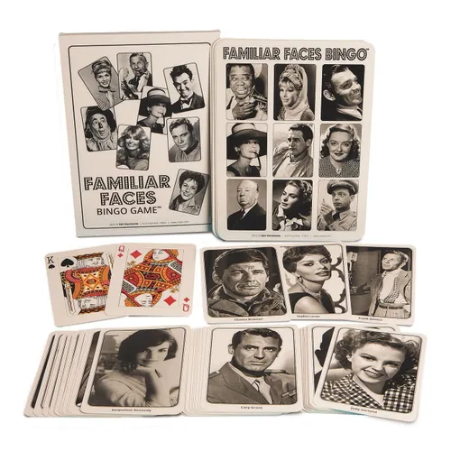 S&S Worldwide Juego de bingo de caras familiares para hasta 12 jugadores. Cuenta con caras de celebridades de la Edad Dorada. Tarjetas de bingo