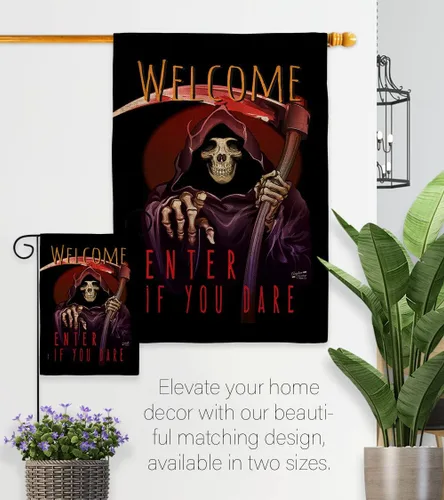 Miniatura 8 de Bandera Enter If You Dare House – Juego de bandera para otoño, Halloween, bruja, truco o trato, noche espeluznante, gato negro, temporada