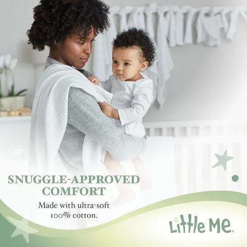 Miniatura 7 de Little Me Clothes for Baby Boys’ and Girls’ 2 Bibs and 1 Burp Cloth Set, Soft Cotton Feeding Essentials with Velcro Closures
