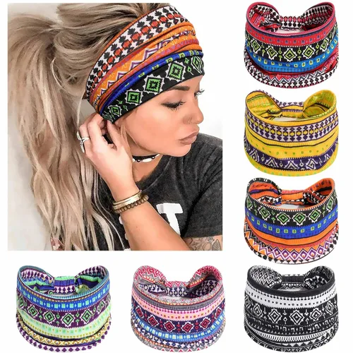 Miniatura 16 de Awumbuk Diademas anchas para mujeres anudadas antideslizantes bandas para la cabeza suaves diadema turbante accesorios para el cabello boho africano