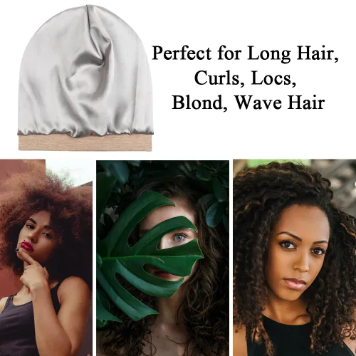 Miniatura 35 de Alnorm - Gorro con forro de satén y suave banda elástica para hombres y mujeres, talla única Se ajusta a la mayoría