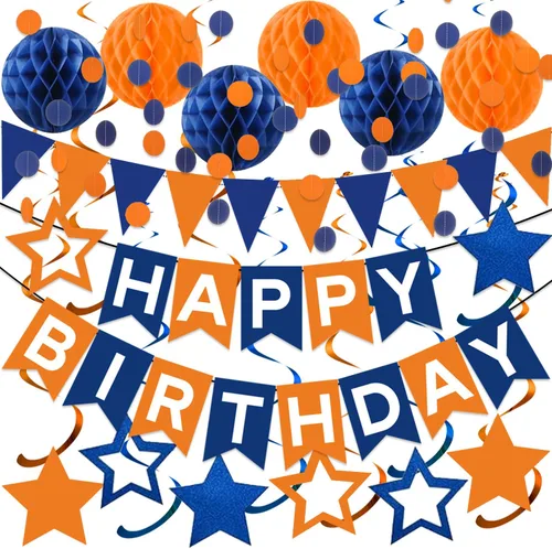 Miniatura 11 de Decoraciones de Fiesta de Cumpleaños en Negro y Rosa - Pancarta de Feliz Cumpleaños, Bolas de Panal, Remolinos de Estrellas, Puntos Circulares