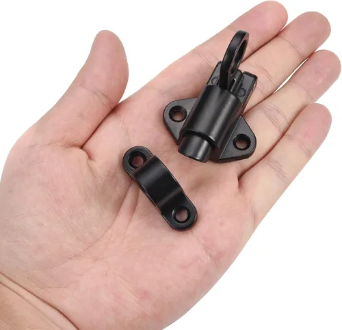 Miniatura 8 de 4 pestillos de cierre automático, pestillo de puerta de resorte para valla de madera, pestillos automáticos de puerta resistentes de seguridad, Negro
