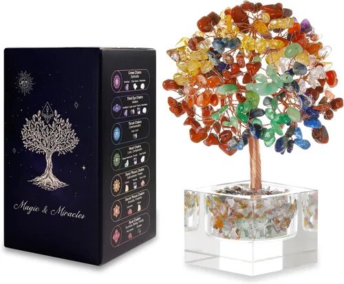 Miniatura 10 de Árbol de la vida de cristal de amatista, decoración de escritorio de oficina en casa, árbol bonsái hecho a mano para calmar, curación espiritual