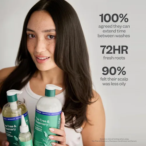 Miniatura 6 de Renpure Juego de champú y acondicionador de árbol de té y romero, a base de plantas, refresca y reequilibra el cabello y el cuero cabelludo