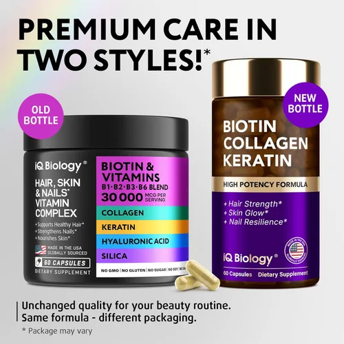 Miniatura 3 de Biotina para el Crecimiento del Cabello para Mujeres y Hombres con Queratina, Complejo de Colágeno 30000 mcg – Cápsulas para la Pérdida de Cabello