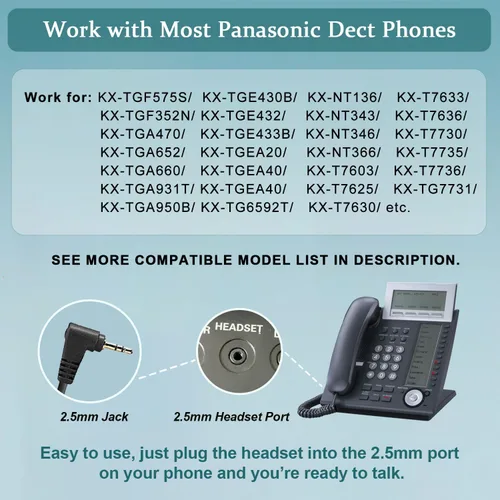 Miniatura 3 de Auriculares con micrófono con cancelación de ruido y controles de volumen, auriculares de teléfono de oficina de 0.098 in para teléfonos fijos