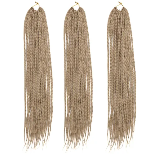 Extensiones de cabello trenzado tipo box de 24 pulgadas, hechas a mano, para mujeres y niñas, extensiones de cabello trenzado, 24#, 3 paquetes, 22