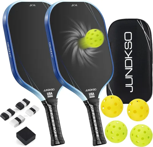 Juego de 2 palas de pickleball - Compuesto de paleta de fibra de carbono - Raqueta de pepinillo aprobada por USAPA - Núcleo de panal ligero de 0.555