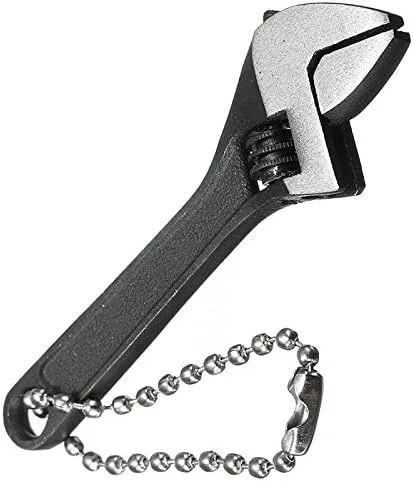 Miniatura 3 de Mini llave de 2.5 pulgadas/2.677 in, llave de tuerca ajustable, herramienta de mano, herramienta de mano, anillo de cadena de regalo Negro