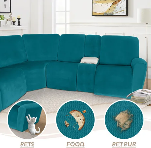 Miniatura 605 de Arfntevss Fundas de sofá seccional reclinable de terciopelo, Funda de sofá seccional de esquina para sofá reclinable, Funda elástica suave