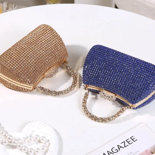 Miniatura 5 de Dreubea Bolso de mano hermoso para mujer, bolso de mano de moda brillante con diamantes de imitación