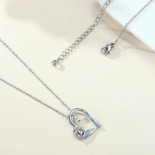 Miniatura 13 de Anoup Collar con inicial de unicornio, chapado en oro de 14 quilates, hipoalergénico con circonita cúbica, colgante de diamante simulado, joyería