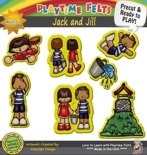 Miniatura 2 de Jack and Jill Nursery Rhyme - Figuras de fieltro 7 adorables piezas de fieltro para tablero de franela. Perfecto para niños pequeños, preescolar