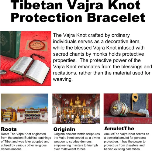 Miniatura 3 de Auténtica pulsera de nudo Dorje bendecida hecha a mano por monjes tibetanos con protección y talismán para mujeres y hombres F-rojo+multicolor+rojo