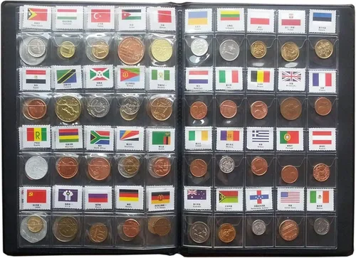 Miniatura 8 de Kit de iniciación para colección de monedas, 120 países, 100% original original/moneda del mundo con álbum de recolección de cuero etiquetado por