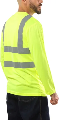 Miniatura 5 de Kolossus Camisas de trabajo para hombre - Manga larga de alta visibilidad - Ropa de construcción - Reflectante - Bolsillos delanteros - ANSI Clase 2