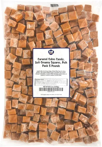 Miniatura 7 de Caramel Cubes Candy - Paquete a granel de 5 libras - Caramelos envueltos individualmente para buffets de dulces, repostería, bolsas de regalo