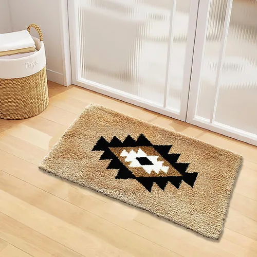 Miniatura 3 de Tapetes de baño bohemios antideslizantes geométricos, alfombras de baño esponjosas, suaves y absorbentes para baño, ducha, lavabo, hogar, entrada, L