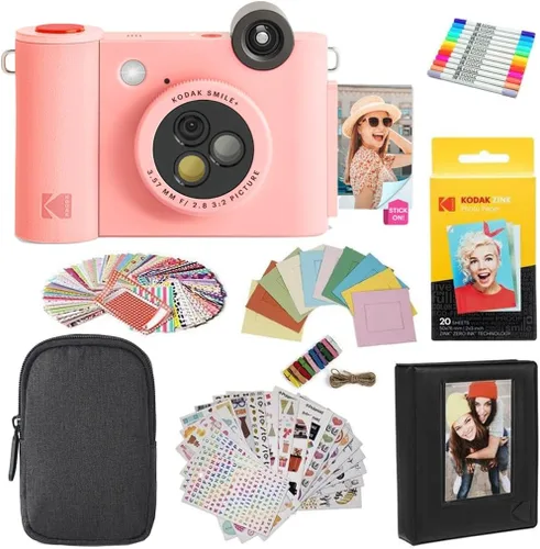 Miniatura 14 de Kodak Smile+ Paquete de regalo para cámara e impresora digital instantánea 2 en 1 + estuche + papel fotográfico Zink 2 x 3 con parte trasera Rojo