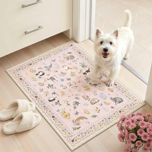 Miniatura 155 de Alfombra de pasillo Soalmost 2'6" x 10' lavable, alfombra antideslizante para cocina, baño, lavandería, alfombras vintage ultra delgadas para Beige