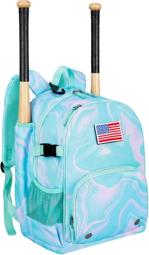 Miniatura 10 de Choco Mocha TBall Bag - Mochila de béisbol y sóftbol para niños pequeños con soporte para murciélagos