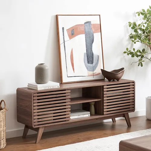 Miniatura 11 de mopio Ensley Soporte de TV, moderno de mediados de siglo para TV de 55/60/65 pulgadas, soporte de TV estilo campestre, centro de entretenimiento