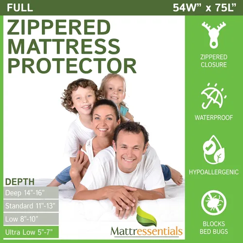 Protector de colchón completo con cremallera (5 a 7 pulgadas de profundidad), funda de colchón impermeable para chinches de cama, funda