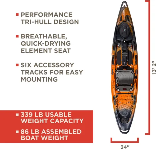 Miniatura 5 de Old Town Sportsman BigWater 132 Solo Sit-on-Top Fishing Paddle Kayak, 13 ft 2.04 in Camuflaje Ember