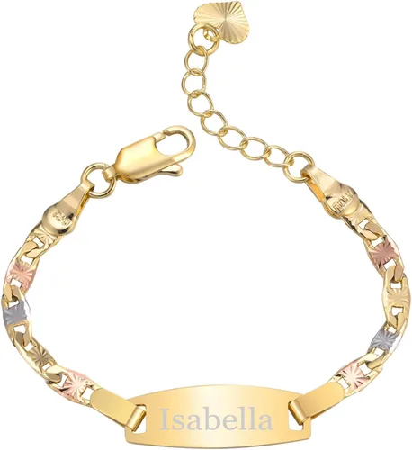 Miniatura 109 de Pulsera de barra para bebé: chapado en oro de 18 quilates, pulsera con placa de identificación personalizada para niños pequeños de mamá, nombre