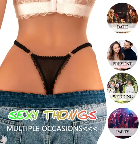 Miniatura 4 de Tanga de tanga para mujer, ropa interior sexy elástica con espalda en T