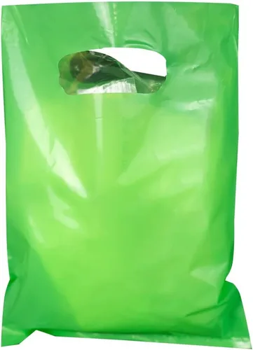 Miniatura 2 de ysmile - Bolsa de plástico verde para mercancías para pequeñas empresas, bolsa de compras con asa, bolsa de regalo para venta al por menor