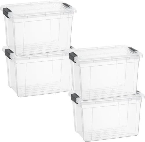 Miniatura 22 de Superio Cajas de almacenamiento transparentes con tapas, contenedores de plástico de 2.3 cuartos de galón para organizar, cajas apilables, sin BPA