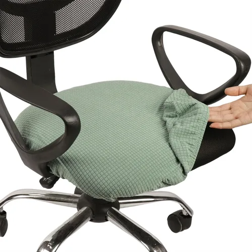 Miniatura 34 de Melaluxe Funda para silla de oficina de jacquard elástico, extraíble y lavable, funda de asiento giratoria para silla de escritorio, color negro