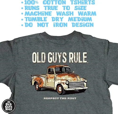 Miniatura 3 de OLD GUYS RULE Camiseta gráfica para hombre, respect The Rust divertida para entusiastas de los camiones antiguos, Gris (Sport Grey)