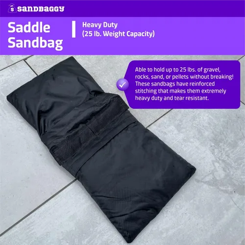 Miniatura 5 de Sandbaggy Sillín de arena (negro) – Viene prellenado con 15 libras de arena (capacidad de peso de 25 libras) – Pesas para fotografía, tiendas